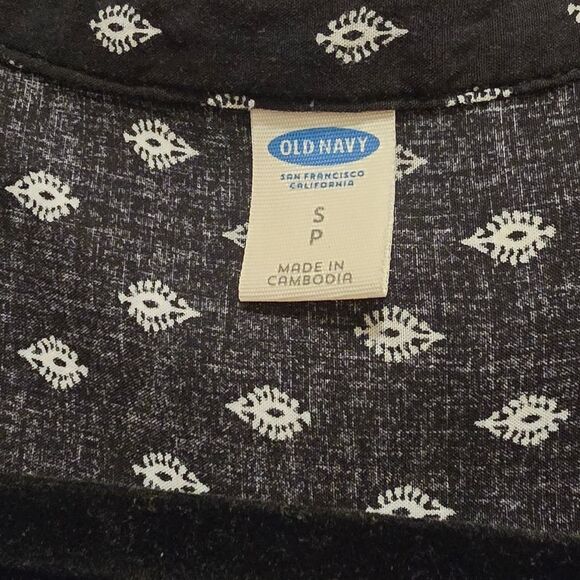 Women's Old Navy Black & White Yoke Print Lace Up Shift Dress, Size SP - Picture 3 of 3